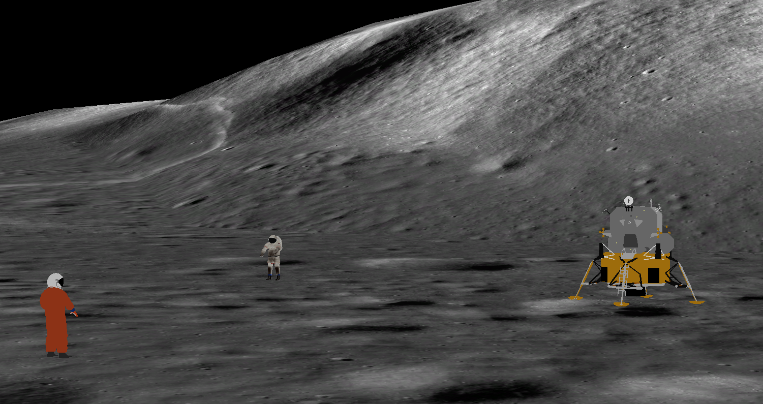 Third slide - Apollo 17 Landing Site with example 3D COLLADA objects representing astronauts and the Apollo 15 landing craft.